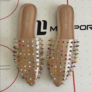 Madden Girl Clear Studded Mules